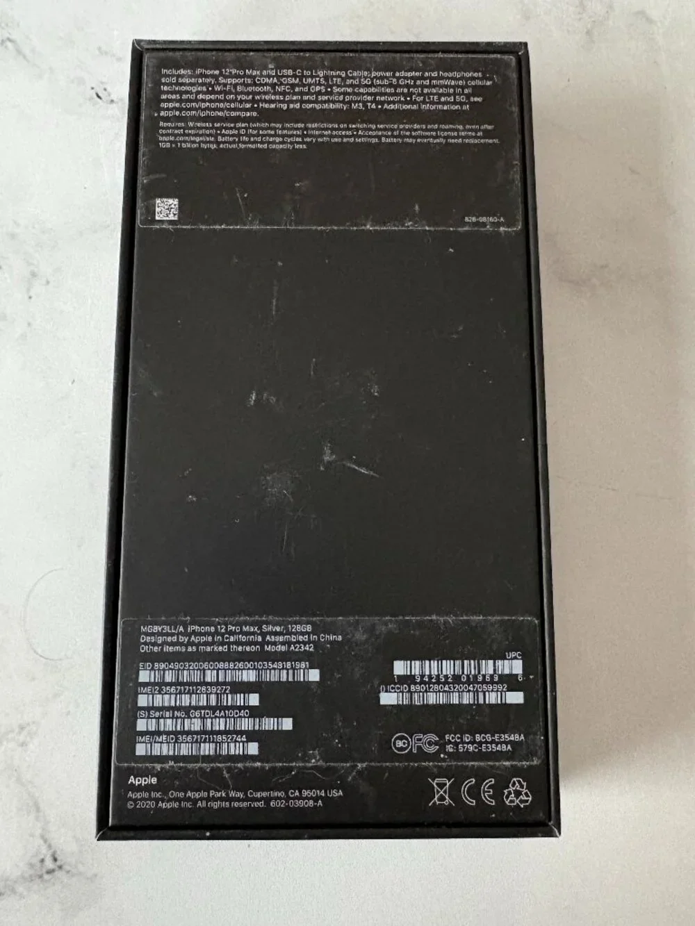Empty Box for Apple iPhone 12 Pro Max, Silver 128GB BOX (No Phone)